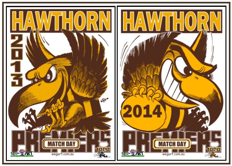 2013 & 2014 Hawks Limited Edition WEG Match Day Prints